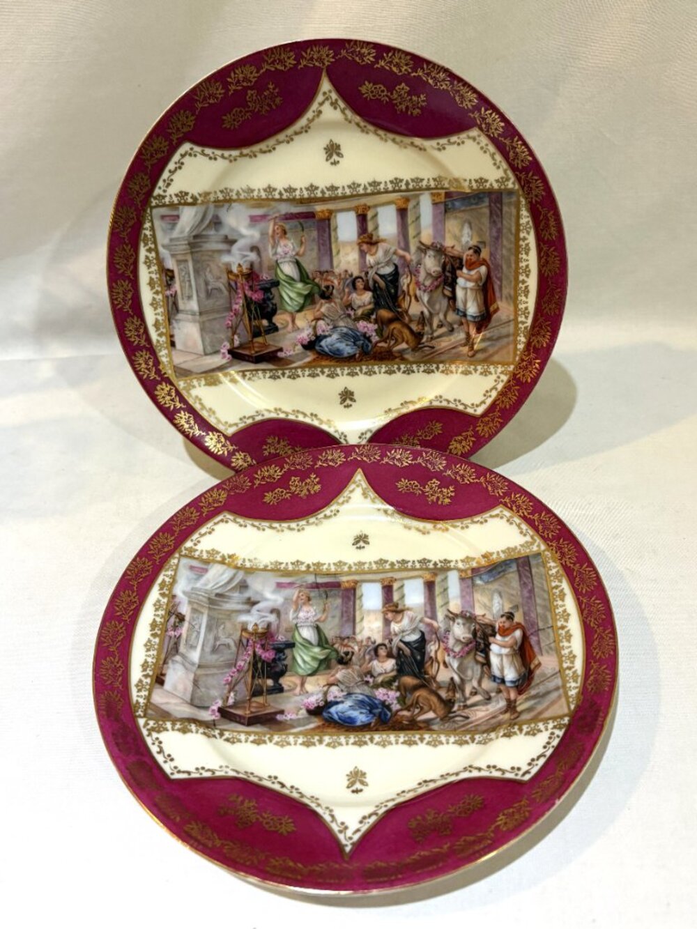 Pair of Vintage Royal Epiag Roman Scene Decorative Plates Czechoslovakia